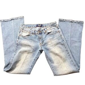 Angels Low Rise Flare Jeans Womens 9 Light Wash Blue Denim Y2K Stretch Regular